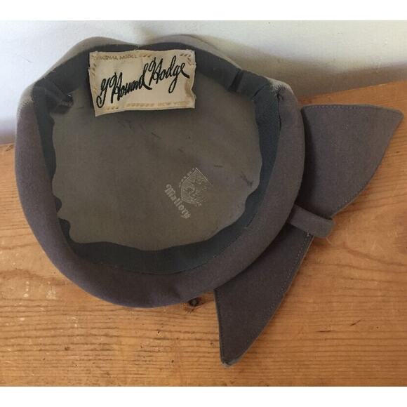 Vintage 50s G Howard Hodge Mallory Two Tone Gray Fur Felt Bow Fascinator Hat main image 3